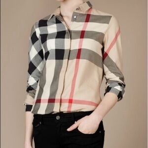 Burberry Brit Women’s Check Plaid Shirt - Beige, Black, Red